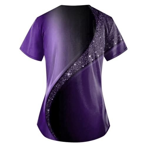 OIOLOYJM Printed Scrub Tops Women Short Sleeve V Neck Plus Size Scrubs for Womens Nursing Uniforms Shirts with Pockets