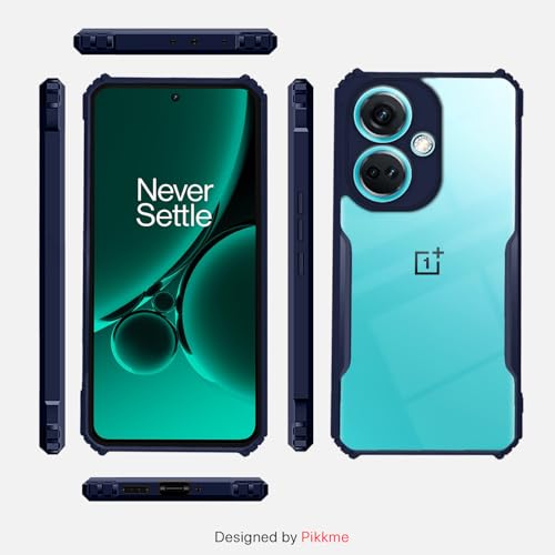Image of Outlouders Back Cover for OnePlus Nord Ce 3 5G | Ultra Hybrid Transparent | Full Camera Protection | Raised Edge | Crystal Clear Bumper Case (Blue)