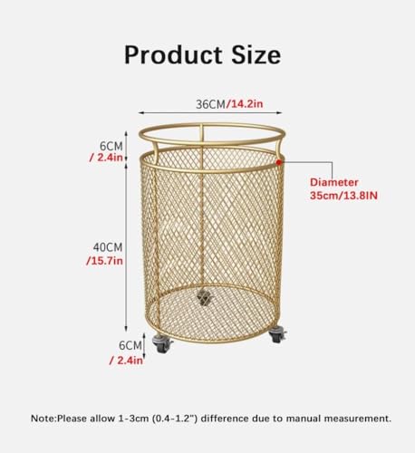 Wire Laundry Basket with Wheels, Metal Rolling Hamper for Laundry and Storage, Round Design, Ideal for Bedroom and Bathroom - Image 2