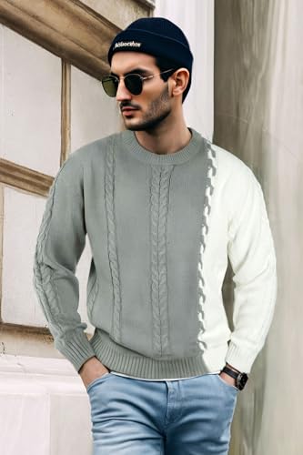 GINGTTO Mens Sweater Long Sleeve Slim Fit Crewneck Pullover Sweater4