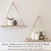 Hanging Shelves for Wall [Set of 2 w/ Hooks] Floating Shelves, Macrame Rope Triangle Shelf, Natural Light Reclaimed Wood, Farmhouse Rustic Modern Plant Aesthetic, Boho Dorm Living Room Bedroom Decor