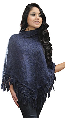 Gamboa Poncho with Macrame Flowers (Blue)