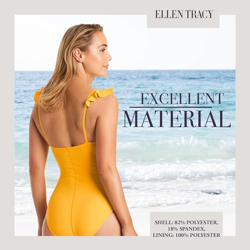 ELLEN TRACY Women's Mio One Piece Swimsuit - BathingSuit for Women with Ruffle Sleeves, Swimsuit for Ladies4