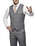 Hihawk Men's 2-Piece Suit, Vest Pants Set for Men, Fashion Waistcoat with Tie for Wedding, Prom, Homecoming, Business Light Gray