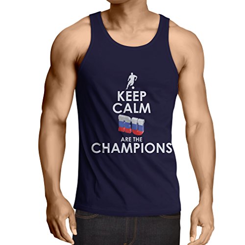 N4510V Camiseta sin Mangas Keep Calm, Russian Are The Champions (X-Large Azul Multicolor)