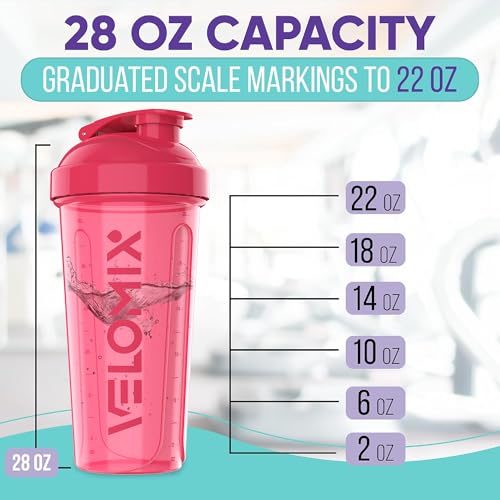 -2 Pack- 28 oz Protein Shaker Bottles for Protein Mixes - 2x Wire Whisk | Leak Proof Shaker Cups for Protein Shakes | Protein Shaker Bottle Pack | Shakers for Protein Shakes-Blue&Pink