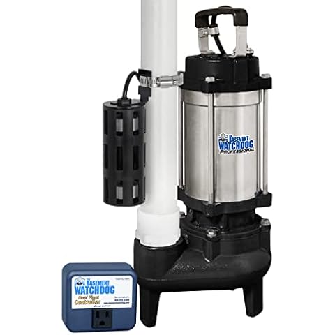 THE BASEMENT WATCHDOG Model BWSS100 1 HP 6,540 GPH at 0 ft. and 4,400 GPH at 10 ft. Cast Iron/Stainless Steel Submersible Sump Pump with Caged Dual Micro Reed Float Switch Cover