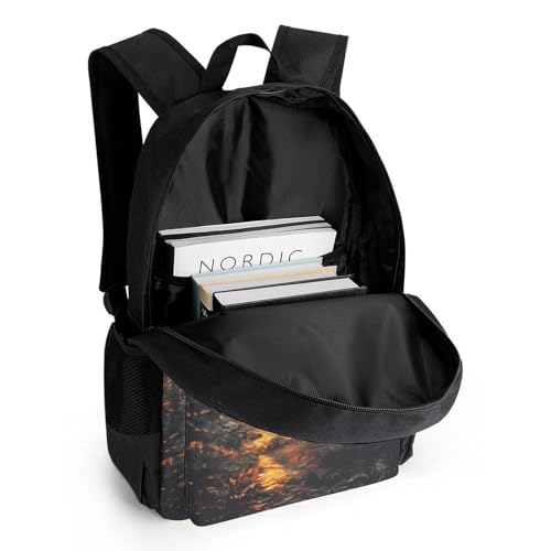 Walking Sasquatch Bigfoot Sunset Travel Backpack Casual Daypack Shoulder Bag with Adjustable Shoulder Straps for Men Women4