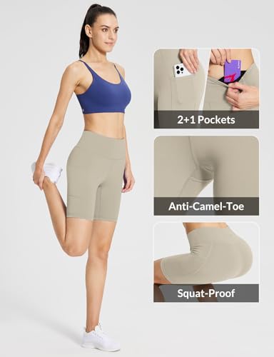 Image of baleaf Women's 8 inch / 5 inch / 3 inch Biker Shorts High Waist Yoga Workout Gym Running Volleyball Spandex Shorts with Pockets