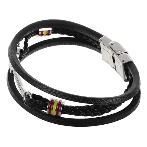 TOPPERFUN 1 Pulsera De Cuero Estilo Guitarra Estilo Punk Multicapa Tejida Color...