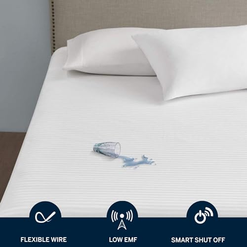 Serta Waterproof Heated Mattress Pad - Electric Bed Warmer with 10 Heat Settings, Auto Shut Off Timer, ETL Certified Electric Mattress Pad, Elastic Deep Pocket, Machine Washable, White King