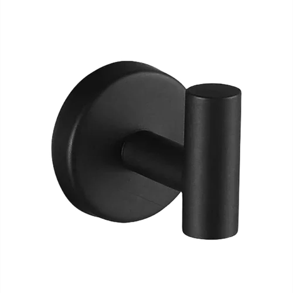 LCANALLYMS Wall hooks, Coat Hook Bathroom Hooks Wall Mount Matte Black Hardware Set Stainless Steel Towel Bar Ring Paper Holder Bath Accessories(Black Hook)
