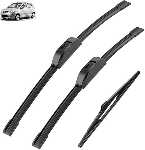 michengxxx Wiper Blade Set for Kia Picanto SA MK1 2004-2011, Aerodynamic All-Climate Front and Rear Windshield Replacement