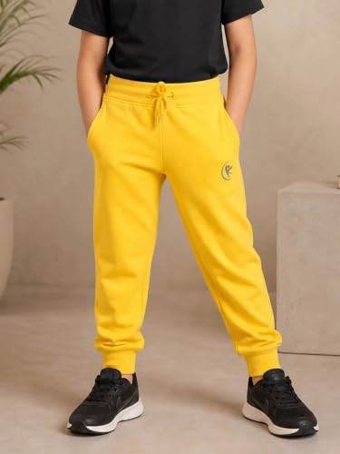 Image of KiddoPanti 100% Cotton Track Pants for Boys & Girls | Soft Single Jersey Fabric | Elastic Waist with Drawcord | Full Length with Rib Hem & Pockets | Joggers and Lowers for Kids