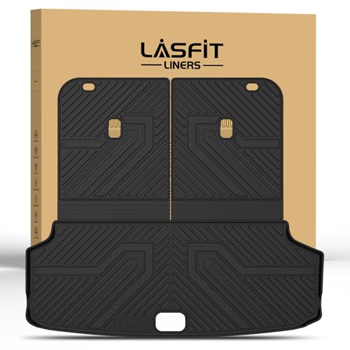 Image of LASFIT Cargo Mats for Kia EV9 2026 2025 2024 | All Weather TPE Custom Fit Cargo Trunk Mat & Backrest Mats Accessories, Black