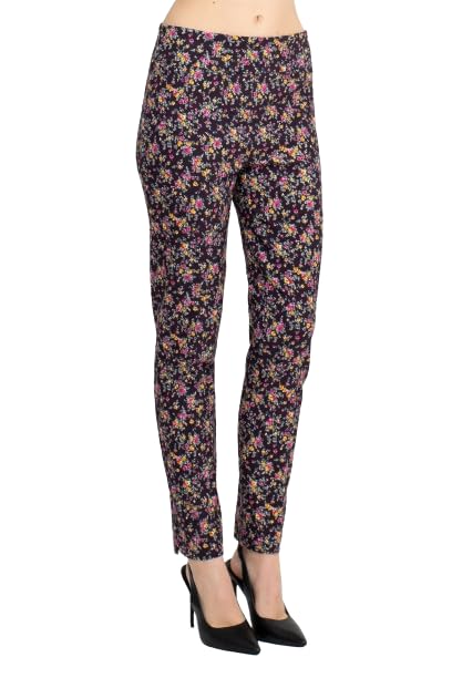 Counterparts Mid Banded Waist Multi Print Ankle Pull On Stretch Rayon Pant Fleur/XL2