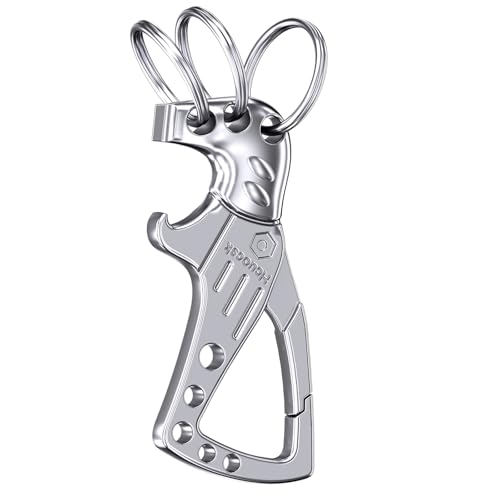 Image of Heavy Duty Key chain, Carabiner Clip Keychain with Bottle Opener, 3 Key Rings for Car Keys, Metal Secure Snap Lock, Family Present for Men and Women(Grey,1-Pack)