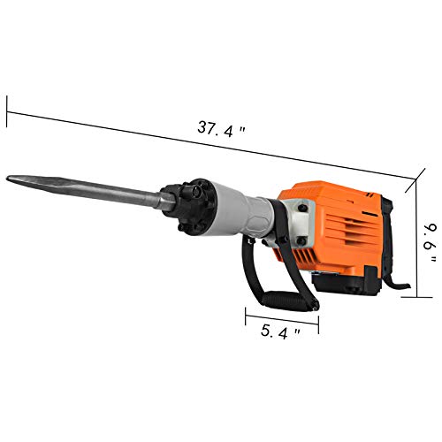 Mophorn 3600W Electric Demolition Hammer Heavy Duty Concrete Breaker 1800 RPM Jack Hammer Demolition Drills with Flat Chisel Bull Point Chisel (3600 W)