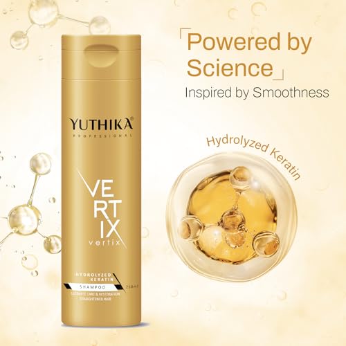 Image of Yuthika Professional Vertix Hydrolyzed Keratin Shampoo Ultimate Care & Restoration 250ml I Post Care Shampoo For Straightened Hair, Salon Like Smooth Hair
