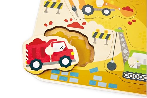 Image of Hape Construction Vehicles Peg Puzzle