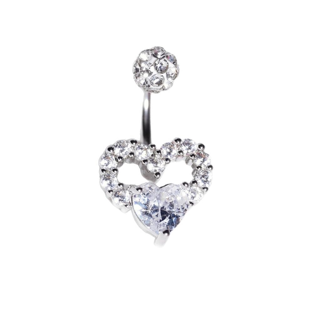 16G Crystal Heart Lip Rings for Women Stainless Steel C-Shaped Shiny Ball Barbell Snake Bite Monroe Labret Studs 8-12mm Lips Rings Hoop Body Piercings Jewelry