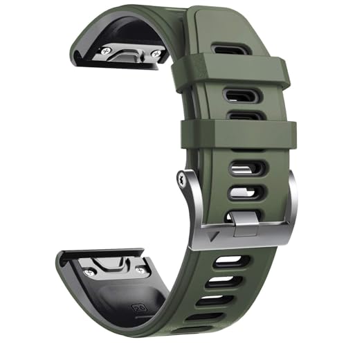 RORFFK 22mm Smart watch bands For Fenix 8 Watchbands Silicone Sport Watch Strap for Fenix 5/5 Plus/Fenix 6/Fenix 6 Pro/Fenix 7(Army green-Black)