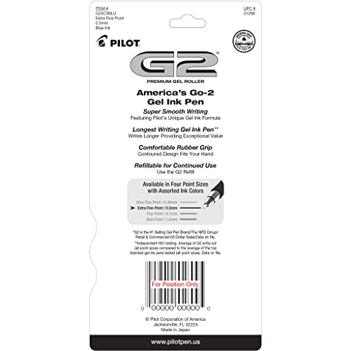PILOT G2 Premium Retractable Rolling Ball Blue Gel Pens, 0.5mm, 5-Pack - image 2