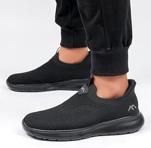 ODCKOI Heren Mesh Slip-on Trainers Hoog Elastische Zachte Zool Lichtgewicht Sneakers Casual Ademend Wandelen Hardloopschoenen Atletische Sneakers, 44 EU
