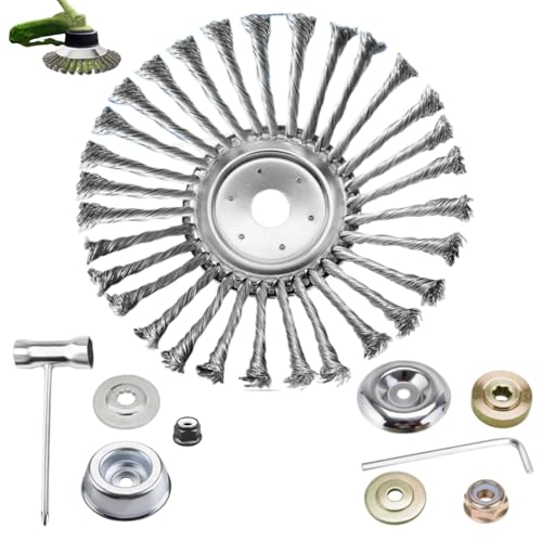 10 Inch Steel Wire Trimmer Head, Steel Wire Rotary Brush Cutter Trimmer Head,Unbreakable Wired Trimmer Blade Trimmer Head Replacement with 2 Pack of Adapters kit for Weed Wacker 1 10 Inch Steel Wire Trimmer Head, Steel Wire Rotary Brush Cutter Trimmer Head,Unbreakable Wired Trimmer Blade Trimmer Head Replacement with 2 Pack of Adapters kit for Weed Wacker