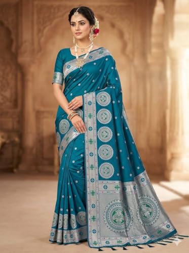 Generic silver paithani silk saree – image 2