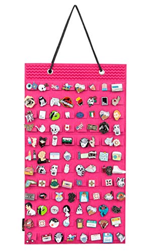 PACMAXI Hanging Brooch Pin Organizer, Display Pins Storage Case, Brooch Collection Storage Holder, Holds Up to 96 Pins.(Not Include Any Accessories) (Rose Red)