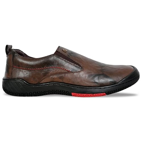 Image of Allen Cooper Genuine Leather Casual Shoes with Ankle Support, Anti Slip Technology, Better Padded and Cotton-Like Memory Foam Cushion Insole(40182Color Options- Black /Brown, Sizes- 6,7,8,9,10)