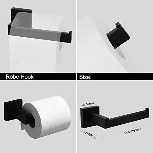 Ralbay Bath Towel Bar, Premium Stainless Steel 5 Pieces Bathroom Hardware Accessories Set Wall Mounted Towel Bar Set, Matte Black #TOP2
