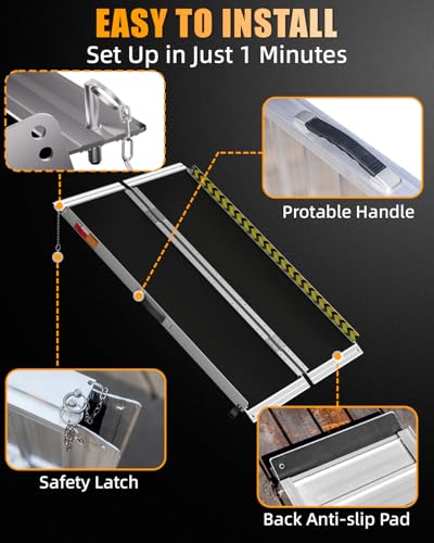 VNN Portable Wheelchair Ramp 4FT, Non-Slip Aluminum Folding Handicap Ramps, Door Threshold Wheelchair Ramps for Home, Threshold Ramp for Home Steps, Scooter Ramp, Doorways