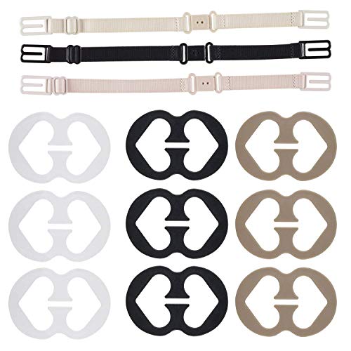 liansheng Bra Strap Clips, 12 Bra Clips and Bra Straps Holder Women?s Black,White,Beige