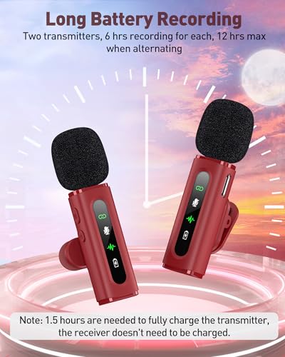 Image of USB C Lavalier Microphone Wireless Mini Mic for Type-C Android Phone /Tablet /PC Video Recording Clip-on Mics with Rotatable Clip&Denoise Recording, Ideal for Vlog Tiktok Youtube Content Creator, Red