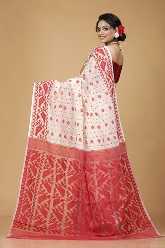 Image of OISHANI SAREE GHOR Women's Traditional Bengal Cotton Silk Soft Jamdani Saree - Beautiful design and Quality - Without Blouse Piece