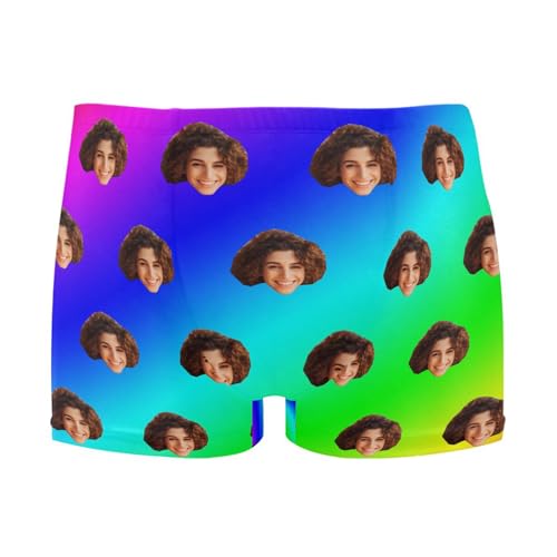 Custom Face Black Funny Mens Swim Trunk Swimwear Bathing Suit Swim Brief Square Leg Board Short S