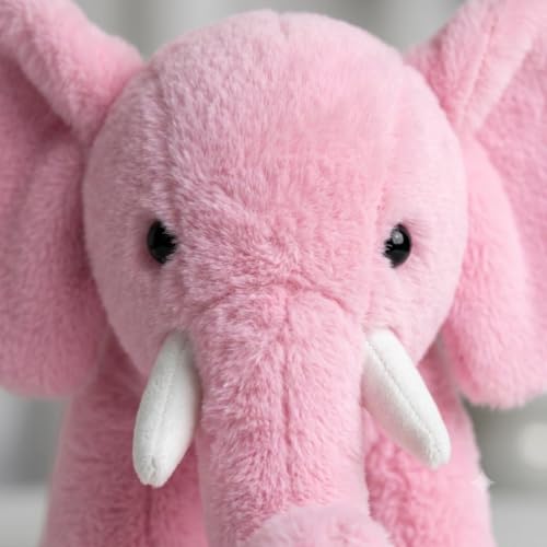Image of Pink Elephant Plush Soft Toy 30 cm | Ultra Soft Stuffed Elephant Teddy for Kids, Girls, Boys & Adults | Cute Cuddly Animal Plush Toy for Birthday Gift, Baby Shower & Room Decor