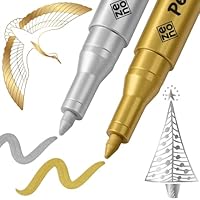 ZENO 2 Pennarelli Oro e Argento – Metallic Paint Markers a Base d’Olio, Permanenti, Punta Fine 0,7 mm per Legno, Carta, Vetro, Tessuto, Metallo, Decorazioni Fai-da-te, Natale, Matrimonio