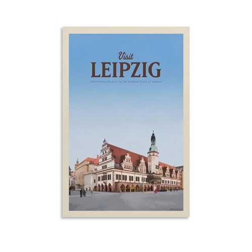 Affiche vintage Leipzig en toile 50x75 cm pour raviver un mur blanc vide