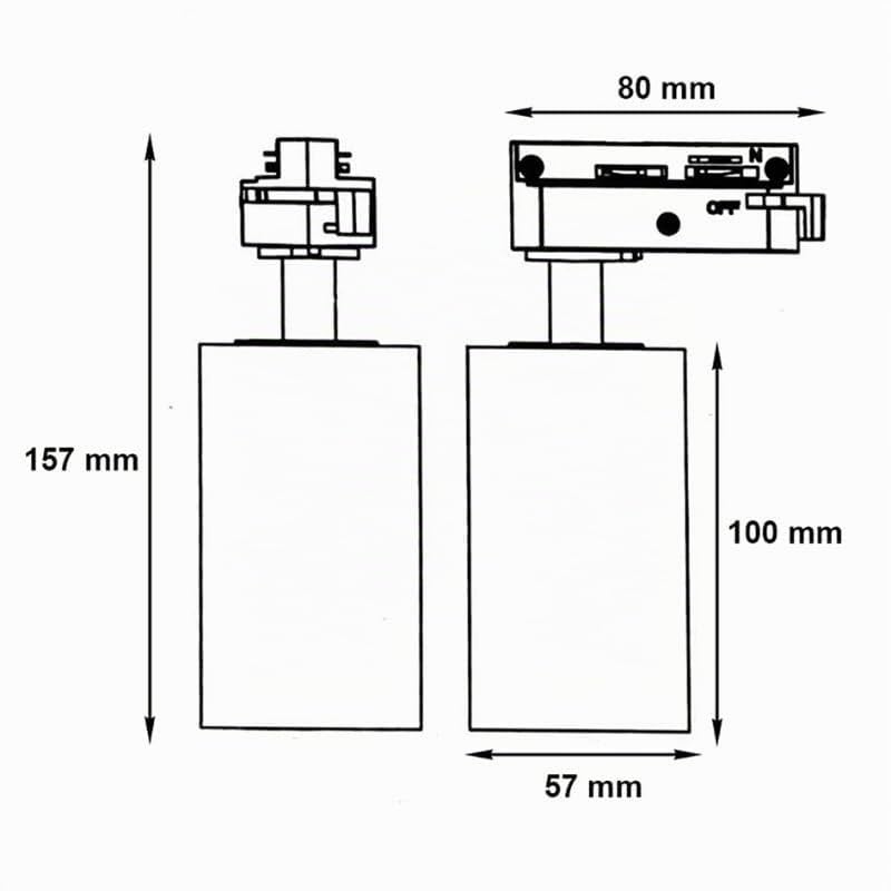 Spot LED sur rail 80° Monophasé BLANC pour ampoule GU10 - Pack de 5 - SILAMP