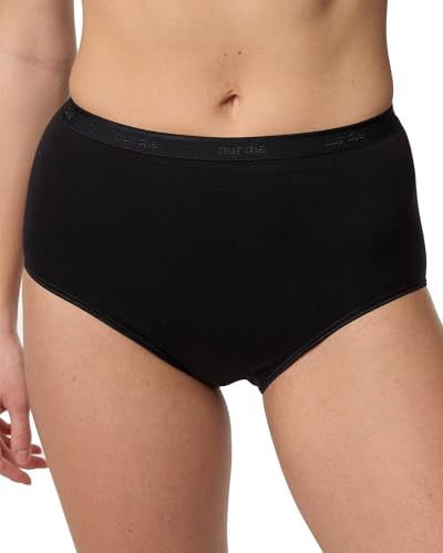 Nur Die Taillenslip aus GOTS Bio-Baumwolle Maxislip Highwaist Unterwäsche Unterhosen Basic Stetch Damen, schwarz, L
