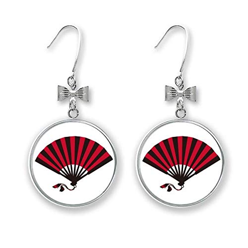 Boucles d'oreilles art déco japonais nœud rouge bijou métal femme