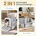 Nobleza Stainless Steel Cat Litter Box Extra Large Open-Top Enclosed Design Metal Litter Pan, Indoor Litter Tray, Non Stick, No Smell, Easy to Clean, Pet Toilet Supplies for Kitten, Kitty, Rabbit