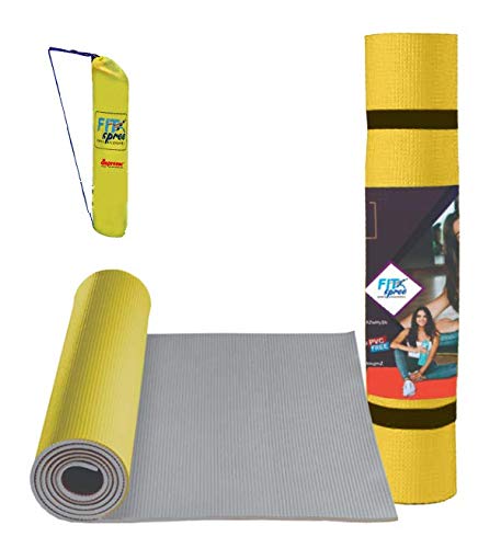 FitSpree Premium Yoga Mat with Cover Bag (5mm, Dual Color, Skin Friendly)