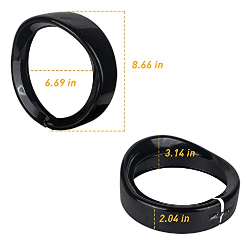 Image of NTHREEAUTO 7 inch Headlight Visor Trim Ring Gloss Black Motorcycle Headlamp Frenched Rings Decorate Accessories Compatible with Harley Road King Electra Glide Heritage Softail Touring (Gloss Black)