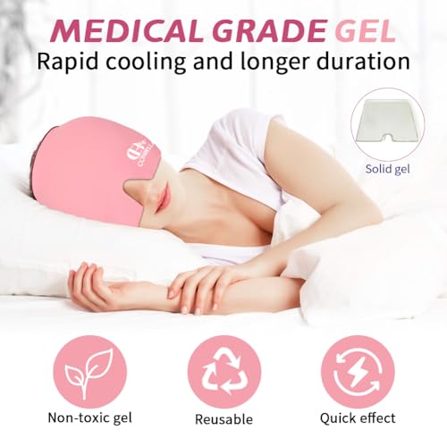Image of Migraine Relief Cap, Soothing Headache Ice Face Mask Products | Hot and Cold Therapy, Migraine Headache Relief Cap for Migraine, Sinus, Puffy Eyes, Tension, Stress and Hangover