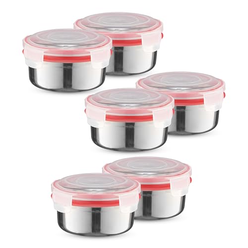 Image of Trueware Clip N Close Smart Lock Stainless Steel Lunch Box | Durable, Airtight, BPA Free, 100% Food Grade | Versatile | for Office, for Men and Wowmn | 350 ml Each | Set of 6