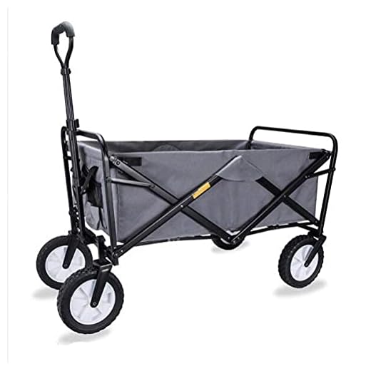 Hopfällbar vagn, hopfällbar campingvagn med foder - 4-hjulig hopfällbar festivalvagn, bärbar trädgård och gör-det-själv-avfallsvagn - 80 kg Kapacitet a/B: Grå